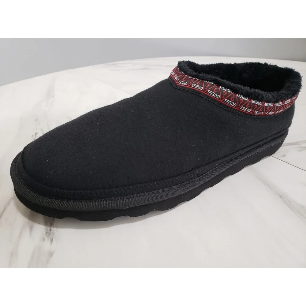 NEW GUESS SIZE 10 Walter Buffalo Check Lining Slip On‎ Slippers Black House Shoe